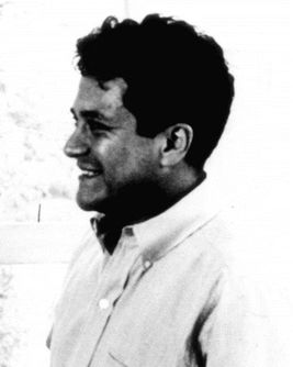 Laughing Carlos Castaneda, black and white