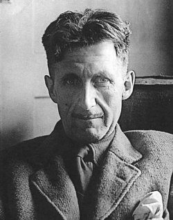 Black and white portrait of George Orwell