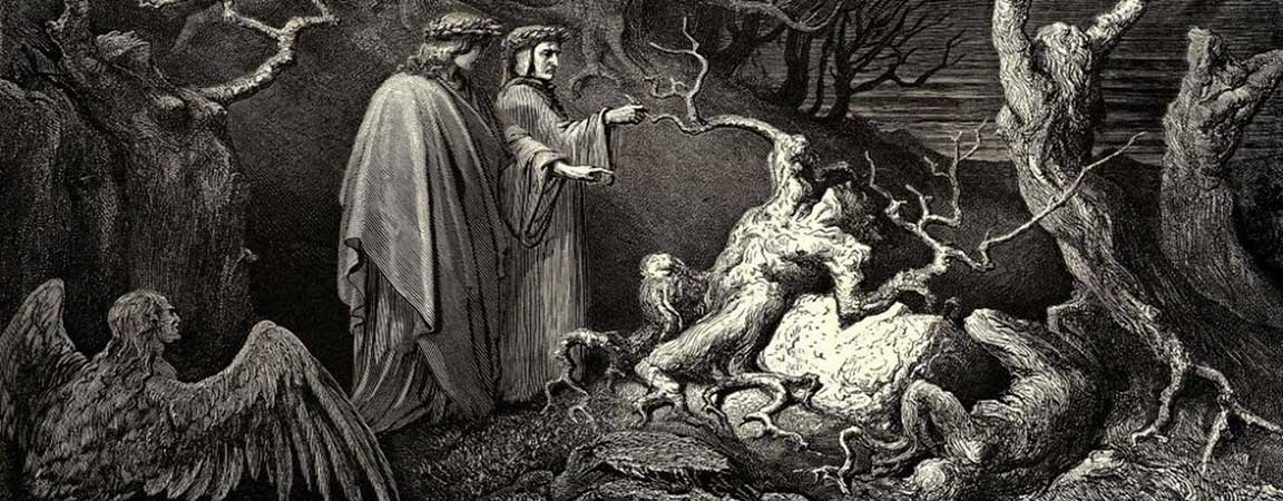 Old style depiction of Divine Comedy by Dante